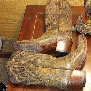 Dan Post Tan Leather Cowboy Boots with Tan Stitching